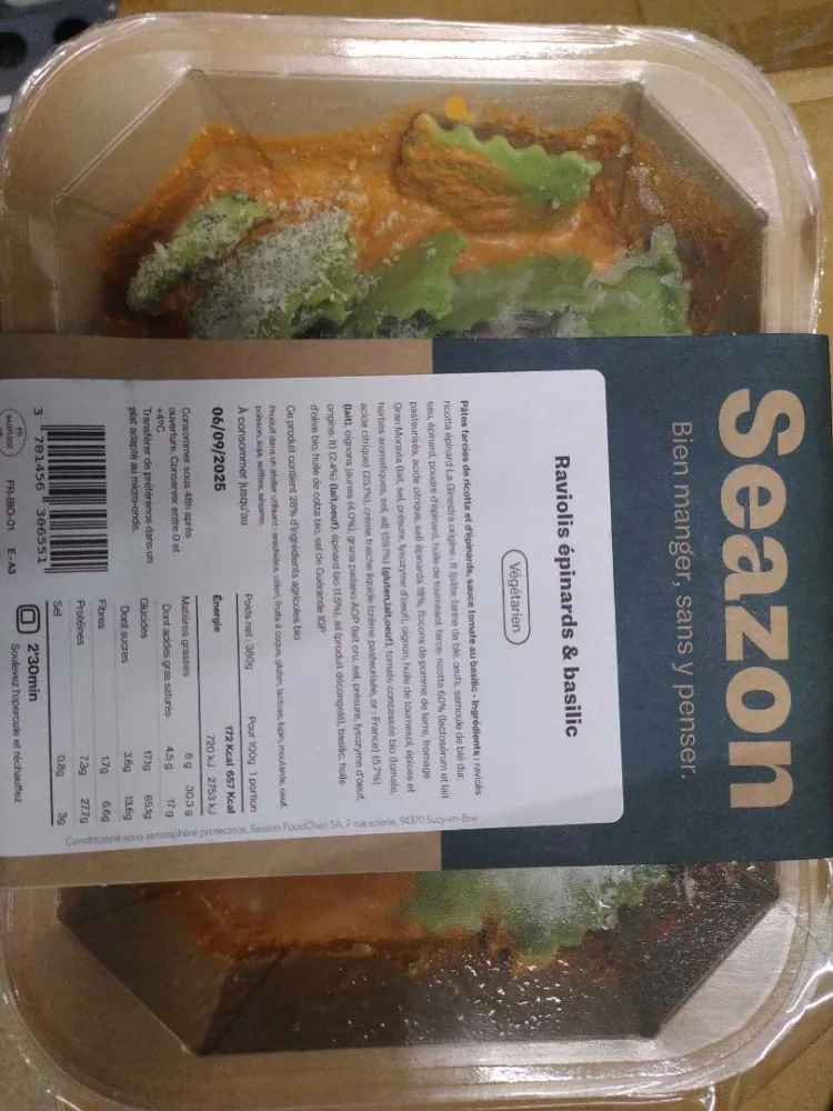 Raviolis épinards & basilic