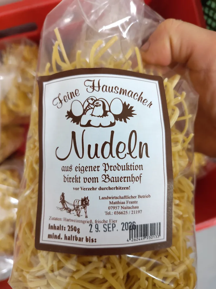Feine Hausmachernudeln, 250 Gramm und 500 Gramm
