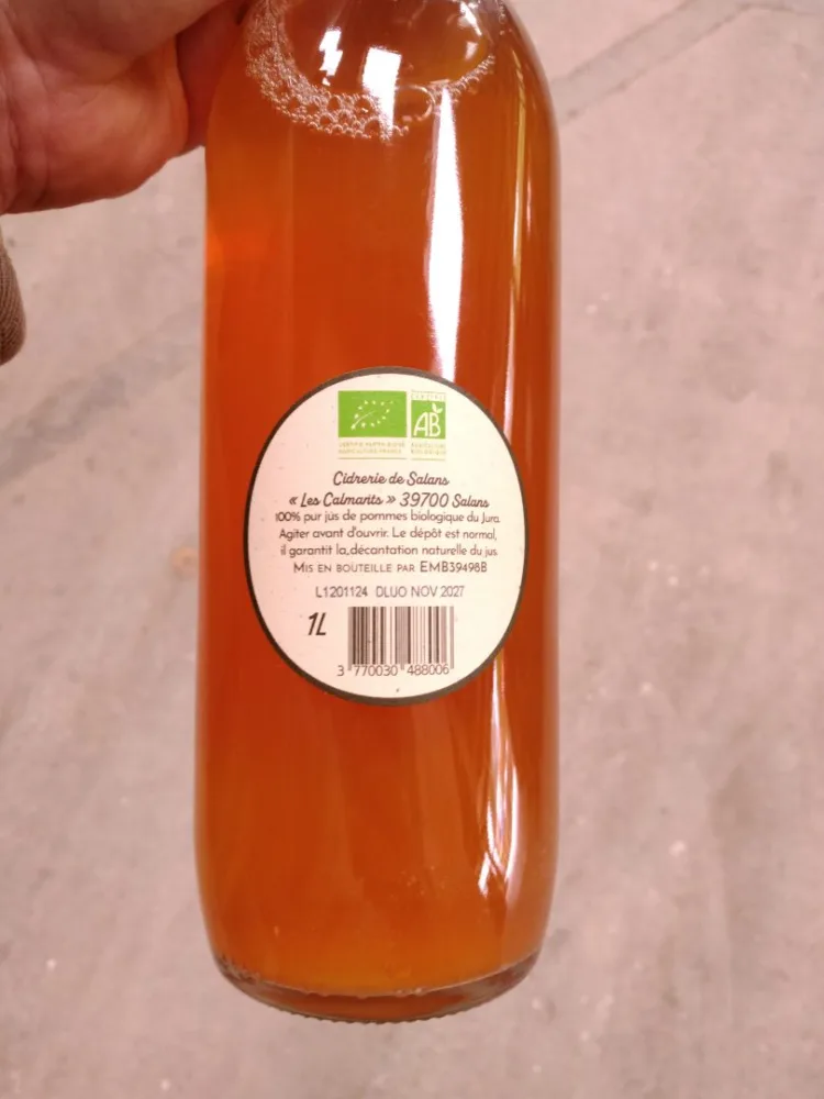 Jus de pommes bio