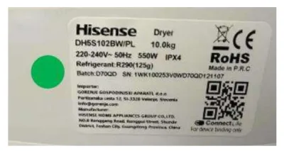 Atsaukums - Gorenje veļas žāvētāji (Hisense)