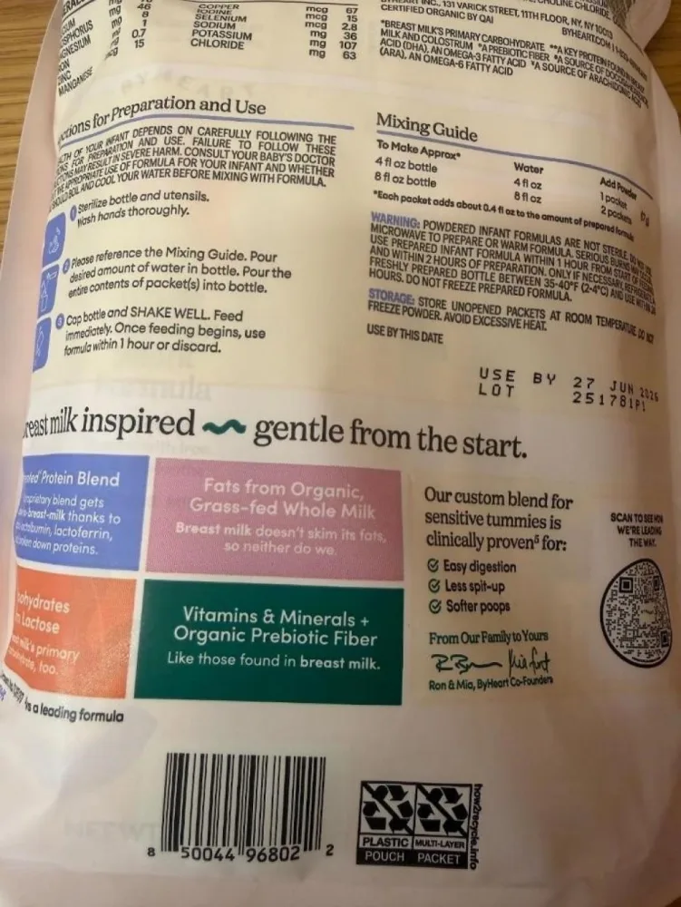 ByHeart Whole Nutrition Infant formula, 680 Gramm Dosen, 17 Gramm Einzelpackungen