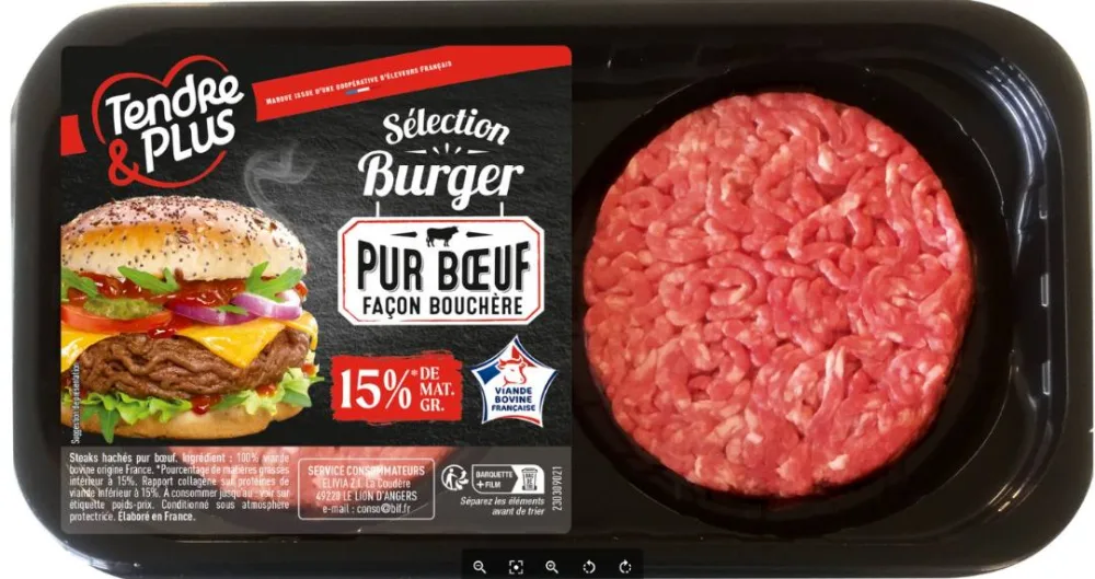 Steak haché 15%mg, préparation de viande hachée et steak haché 20%mg