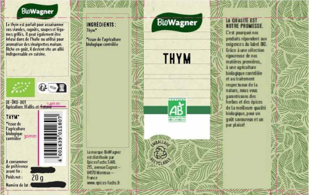 Thym biowagner 25g