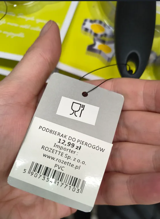 Ostrzeżenie publiczne dotyczące wyrobu do kontaktu z żywnością: Migracja pierwszorzędowych amin aromatycznych z podbieraka do pierogów
