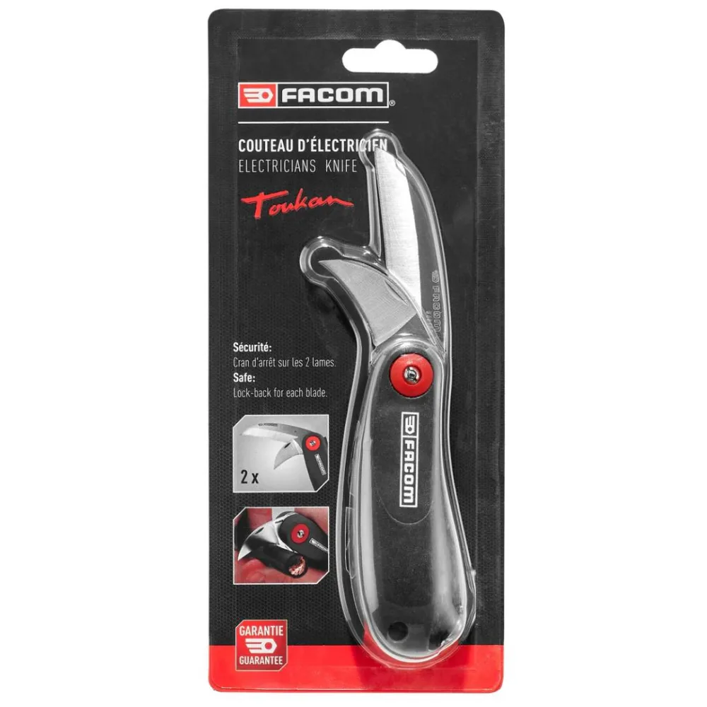 Couteau d'électricien toukan® à cran d'arrêt 2 lames