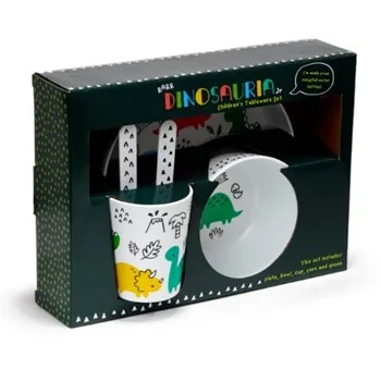 Service de table pour enfant (avec assiette, bol, gobelet, fourchette, cuillère) en plastique rpet