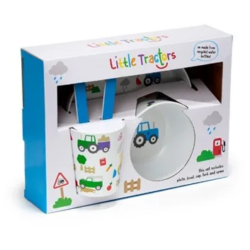 Service de table pour enfant (avec assiette, bol, gobelet, fourchette, cuillère) en plastique rpet