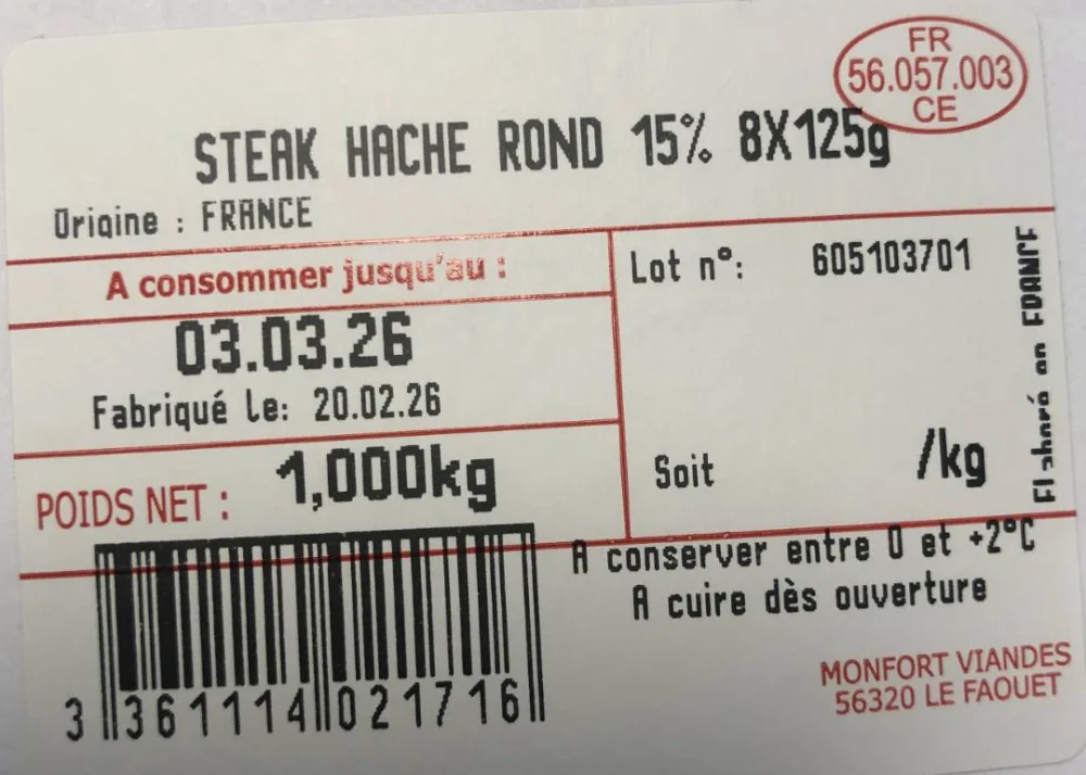 Steak haché rond 15% valtero bretagne