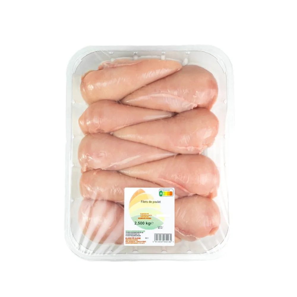 Filet poulet 1kg, aiguillettes de poulet 500g, filet de poulet 2,5kg , filet à la minute 600g, filet de poulet halal 4x2,5kg, filet poulet halal 1 kg, aiguilettes de poulet 1000g