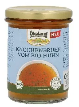 Knochenbrühe vom Bio-Huhn 380 Milliliter Hühnerfleisch in Brühe 320 Milliliter Rindfleisch in Brühe 320 Milliliter