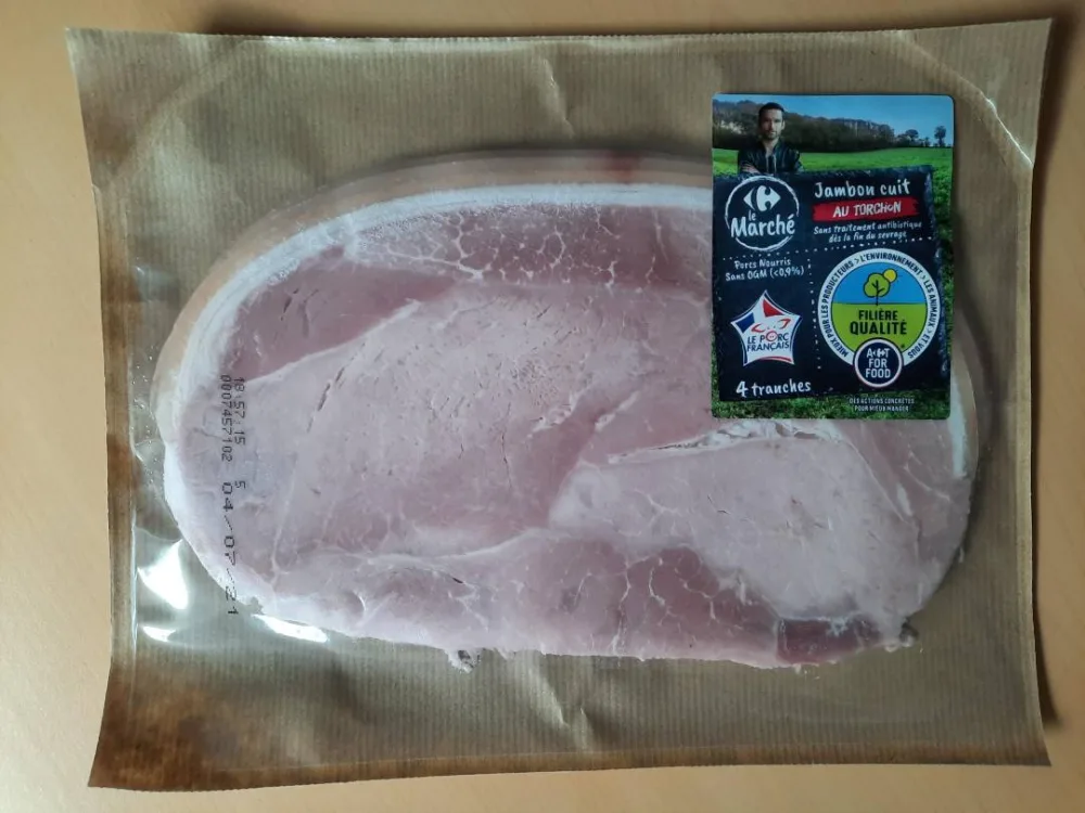 Jambon cuit au torchon carrefour le marché - filière qualité