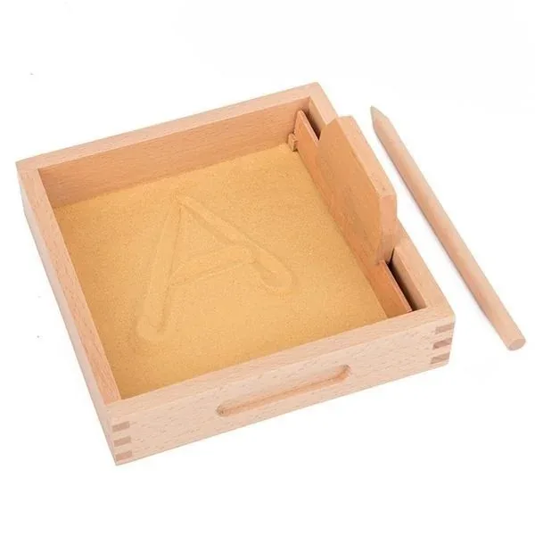 Plateau de sable montessori pour formation des lettres: apprentissage tactile et créatif