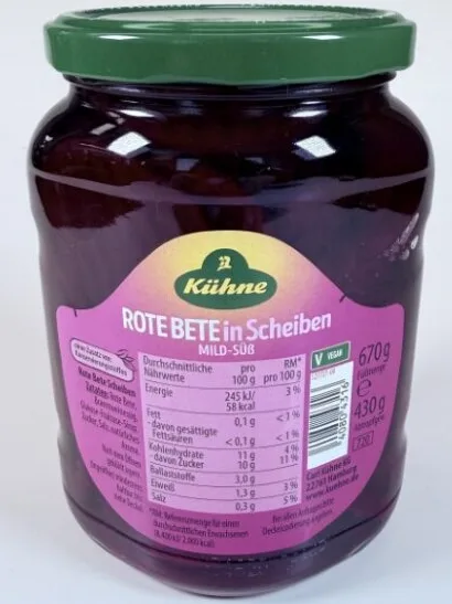 Kühne Rote Bete Scheiben, 720 Milliliter im Glas