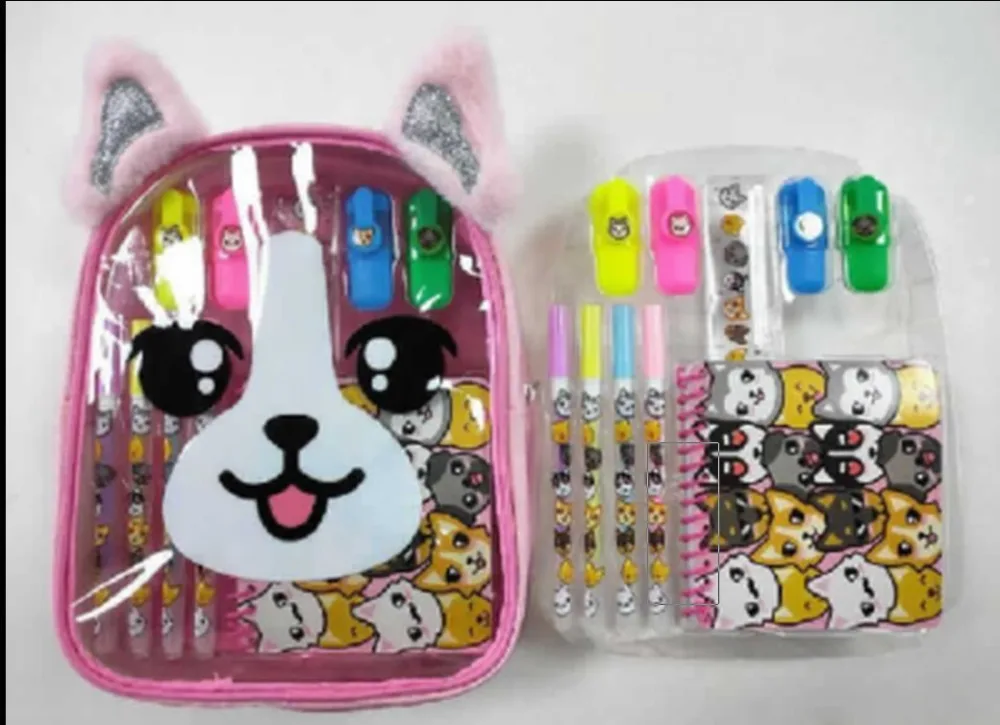Sac à dos transparent en forme de chat avec accessoires