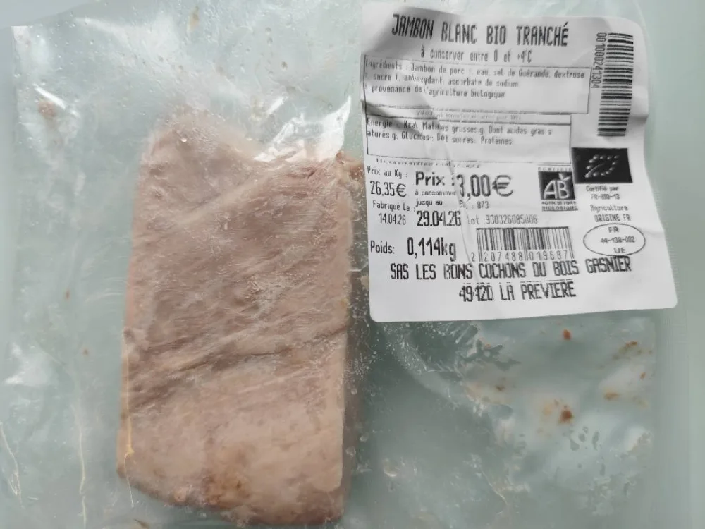 Jambon blanc bio tranché