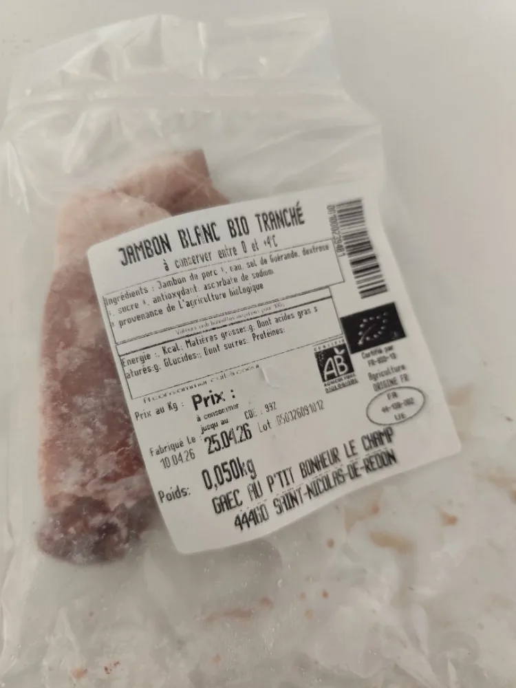 Jambon blanc bio tranché