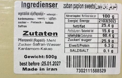 Zaban sweets, 500 Gramm zaban papion sweets, 500 Gramm