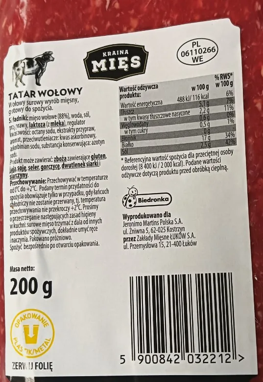 Tatar wołowy Kraina Mięs, 200 g