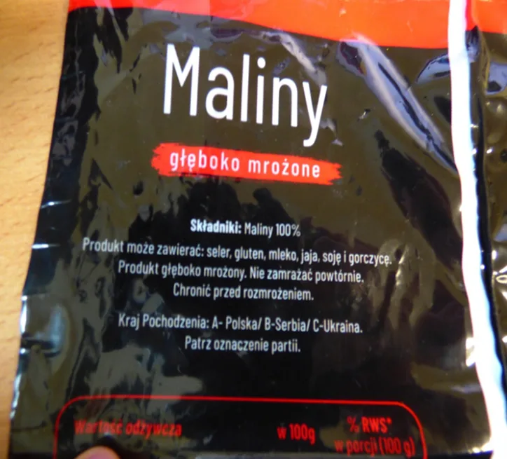 Maliny mrożone new one, 400g
