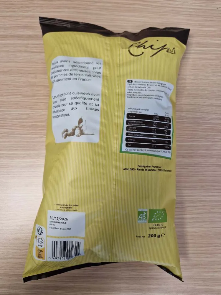 Chips de pommes de terre bio 200g