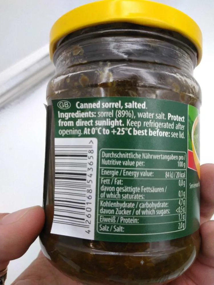 250 g d'oseille grossièrement coupée et salée