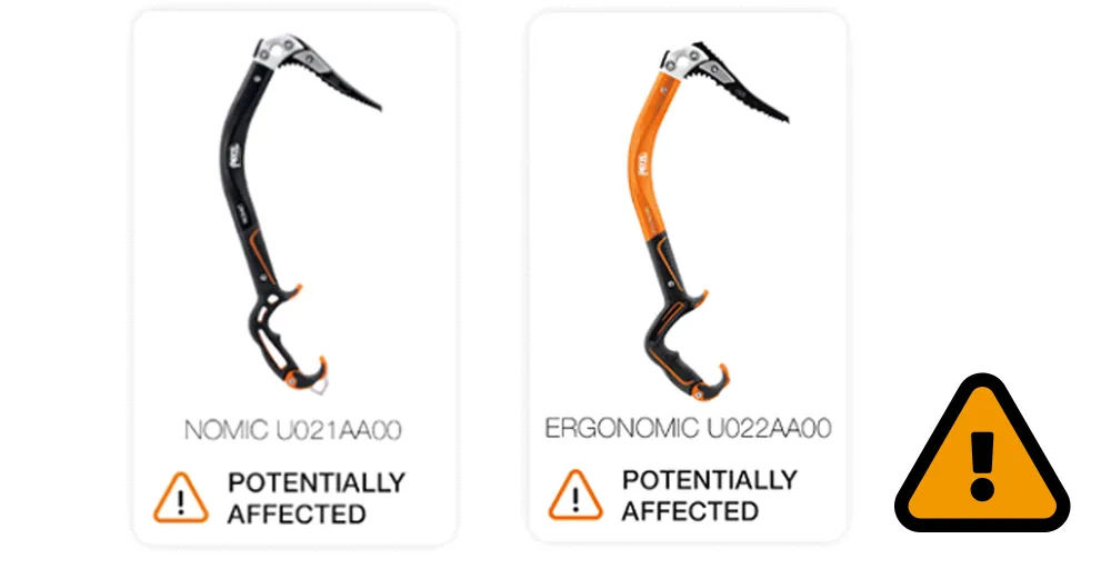 Petzl återkallar isyxor på grund av risk för allvarliga fallskador | Konsumentverket