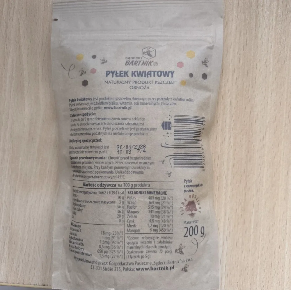 Ostrzeżenie publiczne dotyczące żywności: wysoki poziom alkaloidów pirolizydynowych w produkcie pn. Pyłek kwiatowy