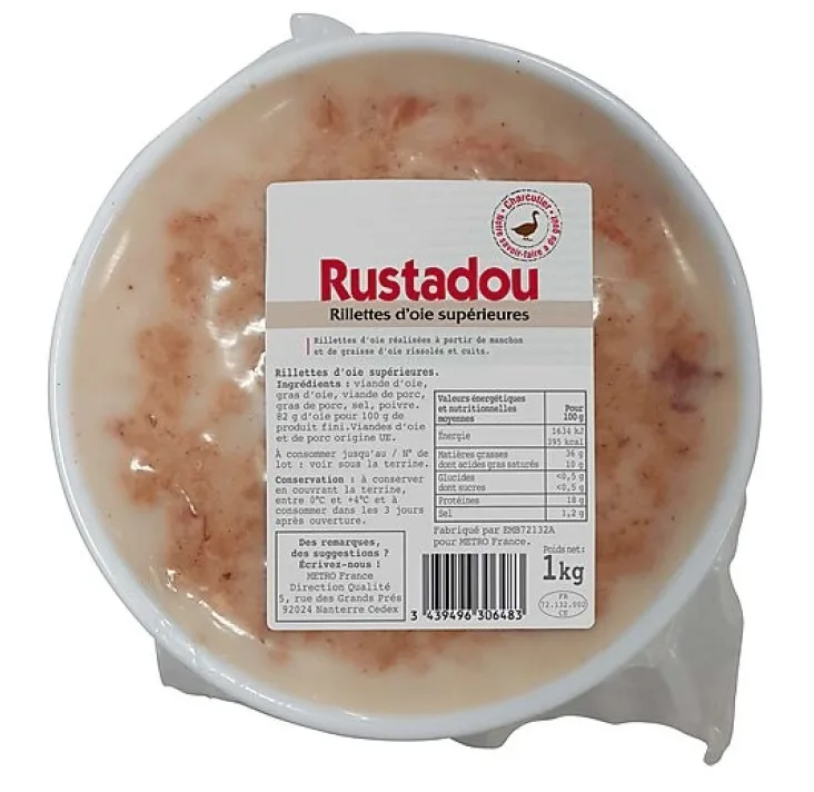 Rillette d’oie supérieure 1 kg rustadou