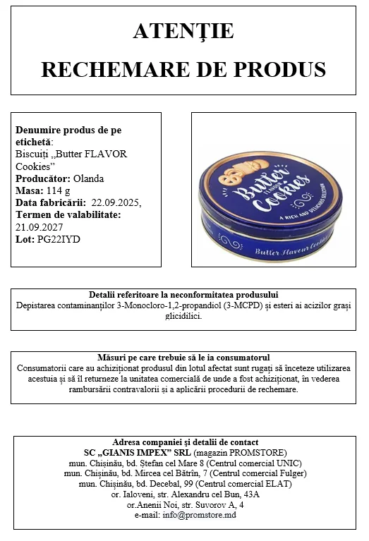 ❗️ATENȚIE❗️ RECHEMARE DE PRODUS ALIMENTAR.