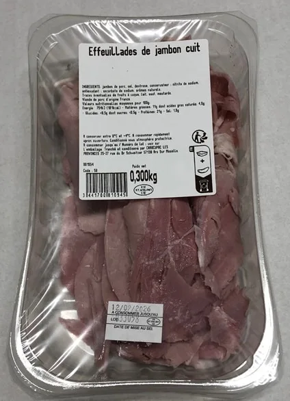 Effeuillade de jambon cuit
