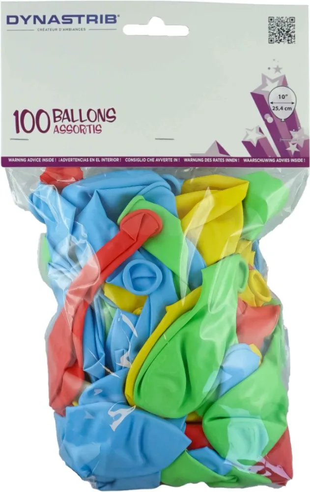 100 ballons assortis dynaparty