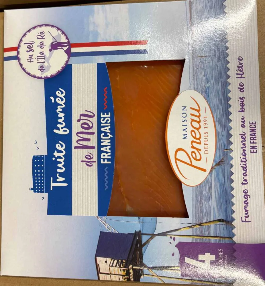 Saumon fumé bio 100g / truite fumée bio 80g / chutes de truite 150g / truite fumée de mer française 100g