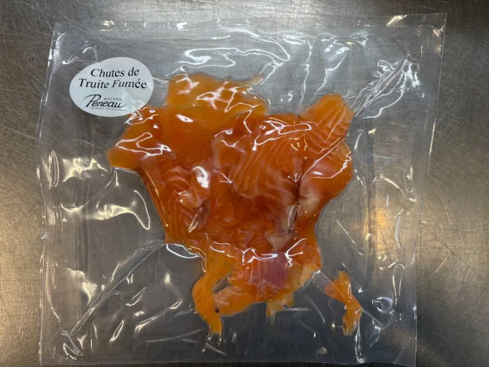 Saumon fumé bio 100g / truite fumée bio 80g / chutes de truite 150g / truite fumée de mer française 100g