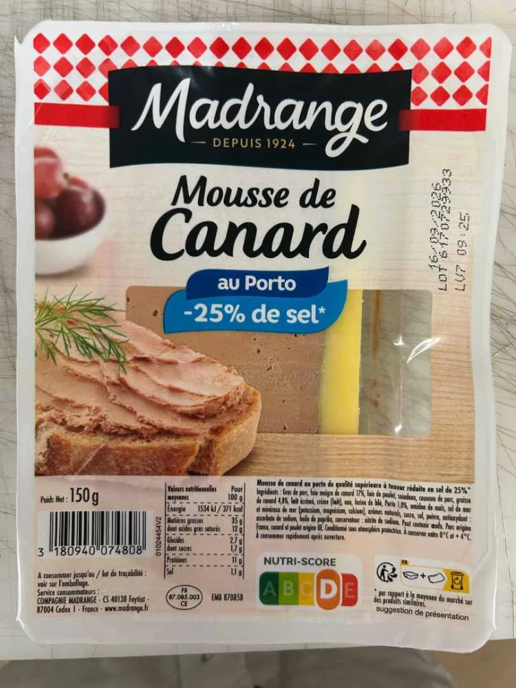 Mousse de canard au porto -25% de sel 150g