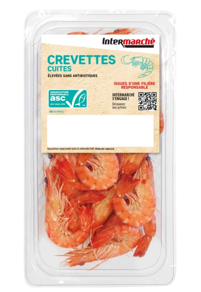 Crevettes cuites entières 60/80 asc 300g