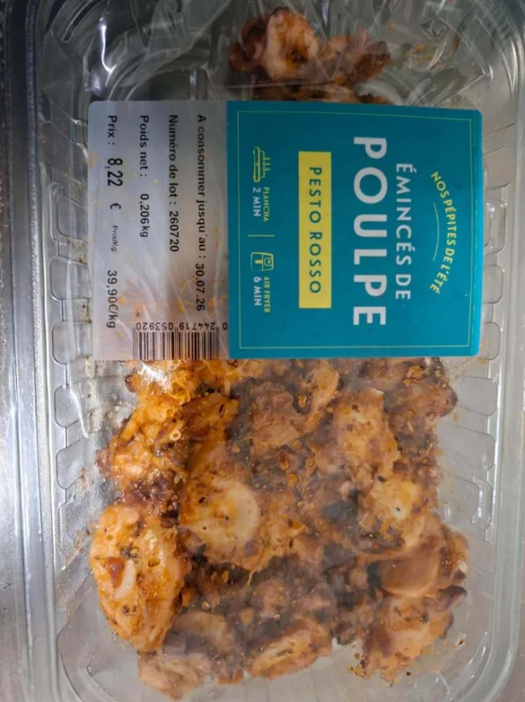 Emincés de poulpe pesto rosso