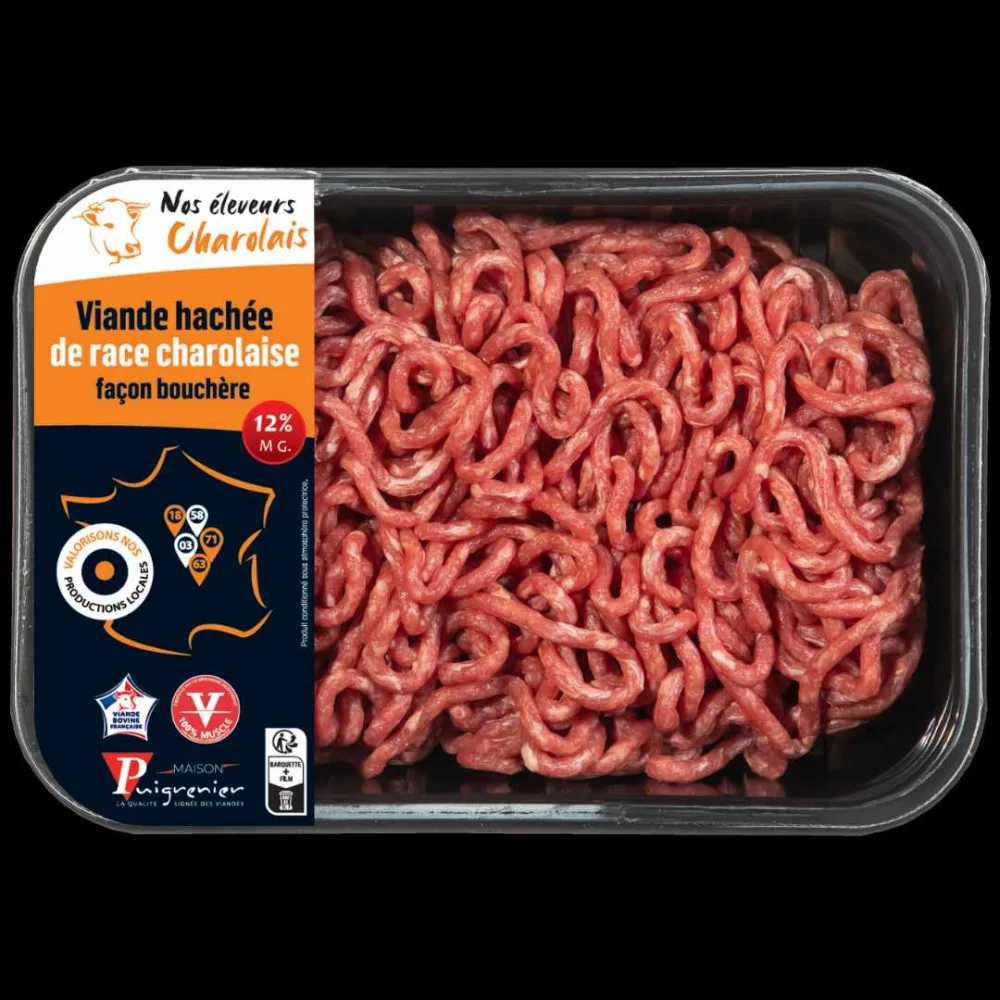 Viande hachée de race charolaise façon bouchère 12% mg