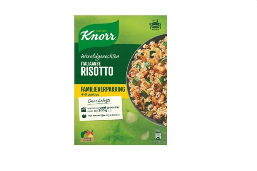 Veiligheidswaarschuwing Knorr Wereldgerechten Italiaanse risotto familieverpakking (allergenen)