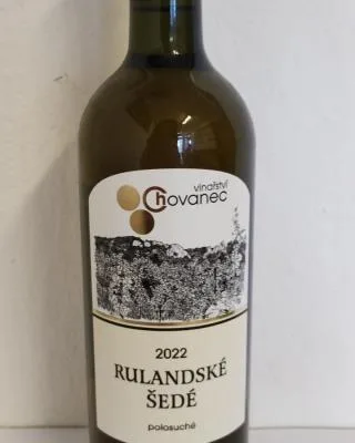 Rulandské šedé, moravské zemské víno, polosuché, alk. 12,5 % obj., víno z České republiky