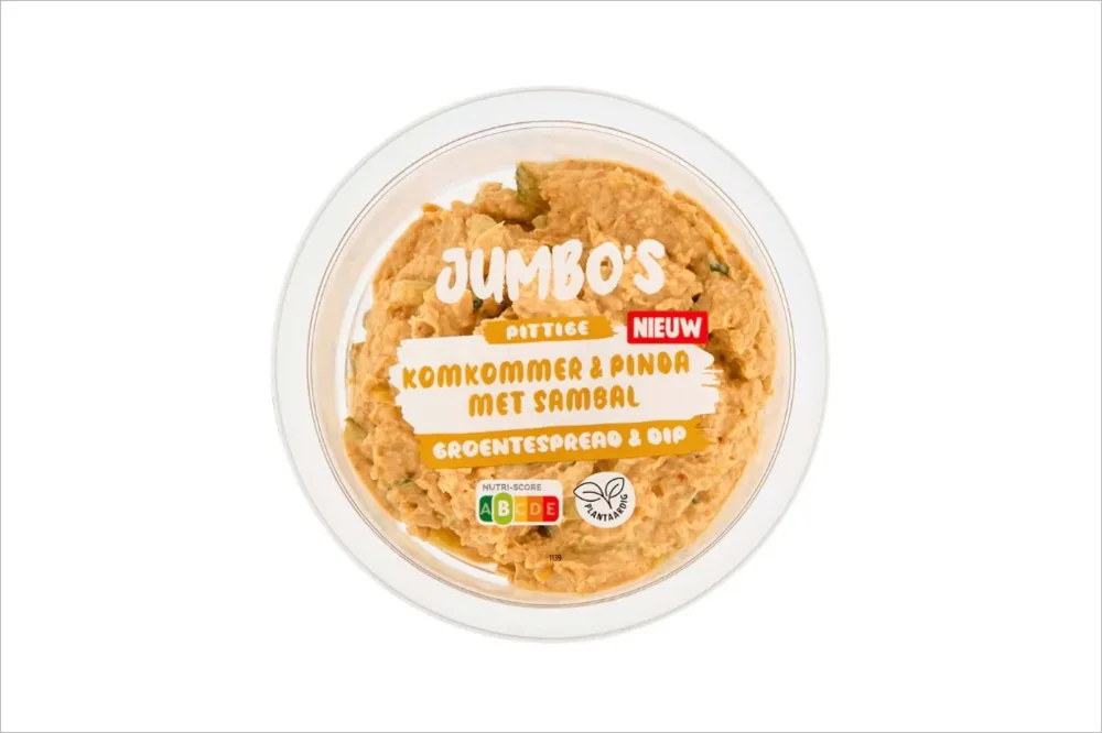 Jumbo's groentespread komkommer pinda sambal