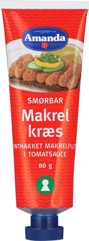 Amanda Makrelkræs tube 80 gram. Varenr. 107080001010,