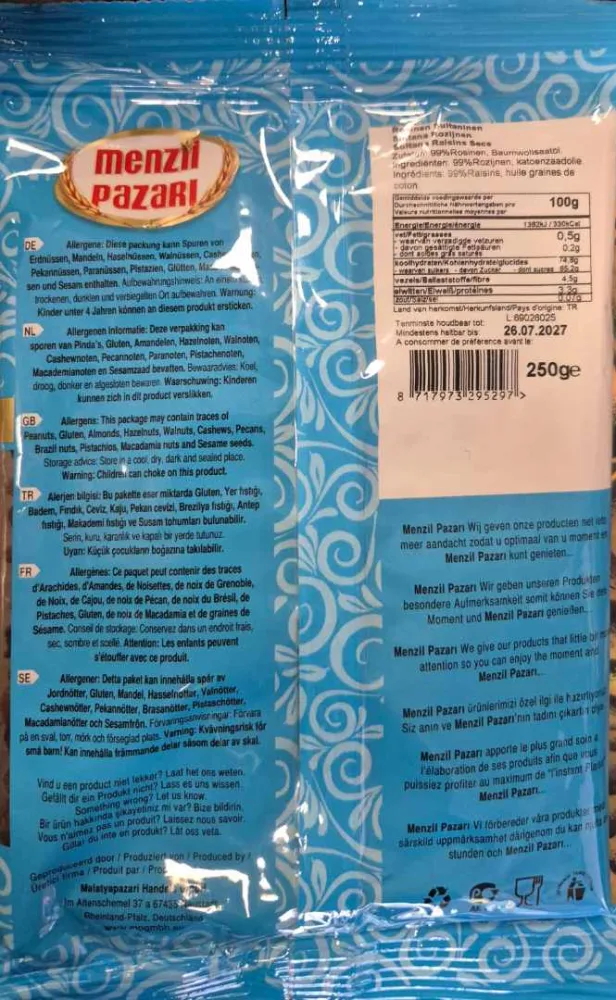 Raisins secs sultana 250 g
